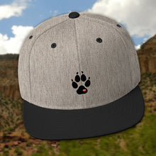 Load image into Gallery viewer, Hat - Wolf Paw with Heart - Snapback with Black and Red Thread