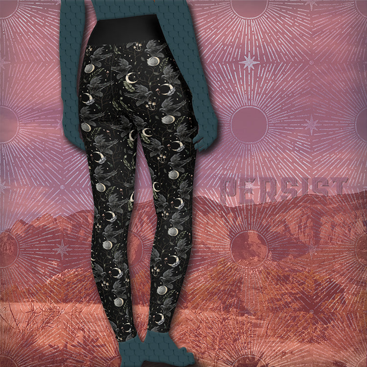 Yoga Leggings - Moon with Raven Birds – MoonShine New Mexico