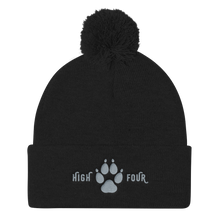 Load image into Gallery viewer, Beanie Pom Pom High Four Gray Embroidery by MoonShine NM