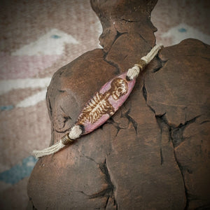 Bracelet Laser-Etched Wood MoonShine Skeleton Hemp Cord