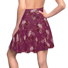 Load image into Gallery viewer, Skater Skirt Burgundy MoonShine Skull and Flowers