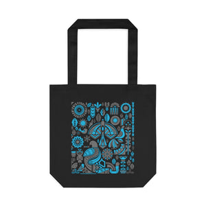 Tote Bag - 100% Cotton Canvas with Nordic Birds and Florals Design