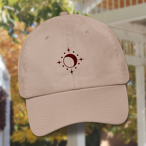 Hat - Moon and Stars - Maroon Thread
