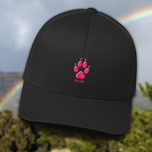 Hat - Wolf Paw High Four - Flexfit with Hot Pink Thread