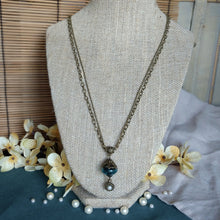 Load image into Gallery viewer, Necklace - Blown Glass Bead with Pearl Accent Drop