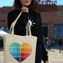 Load image into Gallery viewer, Tote 100% Organic Cotton MoonShine Rainbow Heart Bag