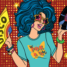 Load image into Gallery viewer, T-Shirt Fox and A Half 70s Style with Butterflies