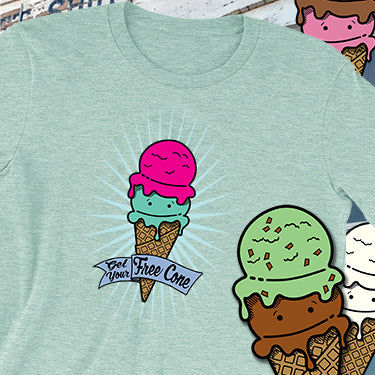 T-Shirt Get Your Free Cone Pina Colada & Raspberry Sherbet Ice Cream Treat