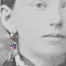 Load image into Gallery viewer, Dangle Earrings Vintage Style Purple Crystal Heart by MoonShine NM