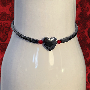 Black Heart Bracelet with Swarovski Crystals by MoonShine NM