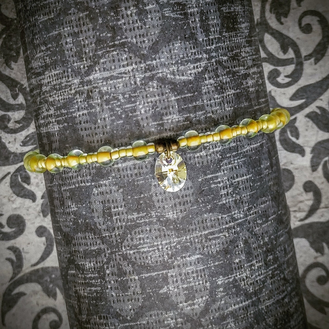 Bracelet - Swarovski Crystal Charm and Glass Beads - Citrine AB