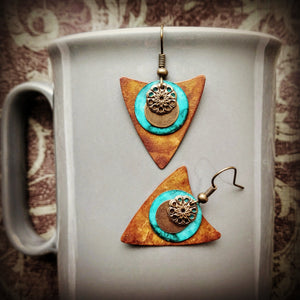 Earrings - Rustic Patina Metal Dangles