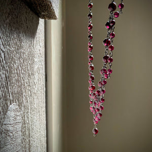 Garnet Rosary Chain Rustic Chandelier Necklace