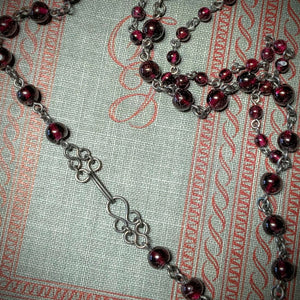 Garnet Rosary Chain Rustic Chandelier Necklace