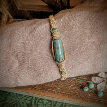 Load image into Gallery viewer, Bracelet Boho MoonShine Hand-Knotted Adjustable Hemp Cord Magnesite Turquoise Beads