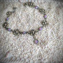 Load image into Gallery viewer, Bracelet MoonShine Antiqued Brass Flower Swarovski Crystal