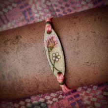 Load image into Gallery viewer, Bracelet Laser Etched Wood Cotton Cord MoonShine Apache Plume Design