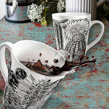 Load image into Gallery viewer, Latte Mug White 12oz Ceramic Vintage Cactus