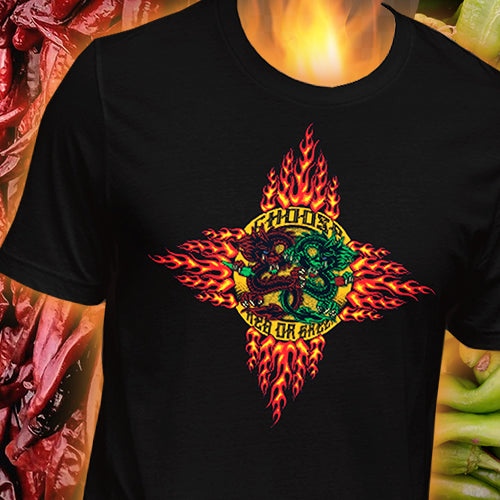 T-Shirt - Choose Red or Green Flaming Dragon Shield