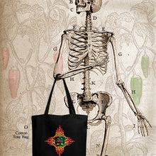 Load image into Gallery viewer, Tote Bag - Choose Red or Green Flaming Dragon Shield