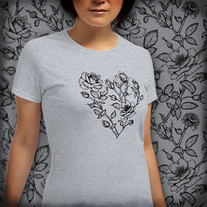T-shirt 100% Cotton short sleeve Roses Heart by MoonShine NM
