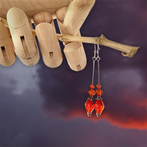 Drop Earrings with Orange Crystals by MoonShine NM