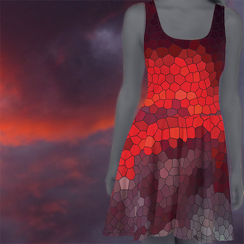 Skater Dress All Over Print Stained Glass Sunset by MoonShine NM M