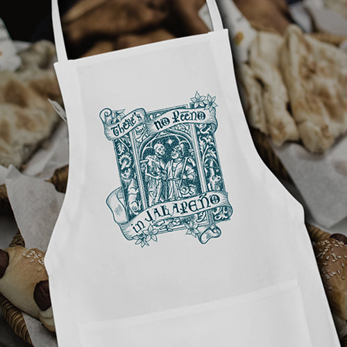 Apron 100% Cotton Adjustable Apron Jalapeño Teal Ink by MoonShine NM