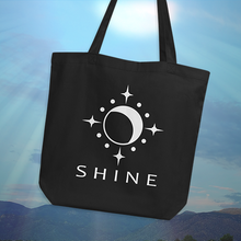 Load image into Gallery viewer, Tote Bag 100% Organic Black Cotton MoonShine Shine