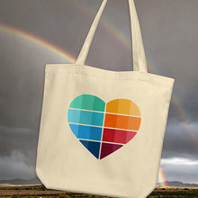 Load image into Gallery viewer, Tote 100% Organic Cotton MoonShine Rainbow Heart Bag