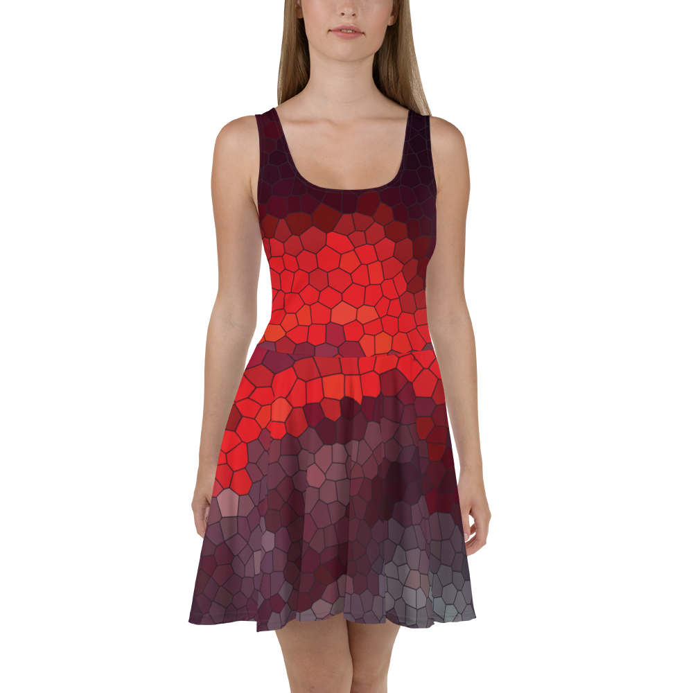 Skater Dress All Over Print Stained Glass Sunset by MoonShine NM