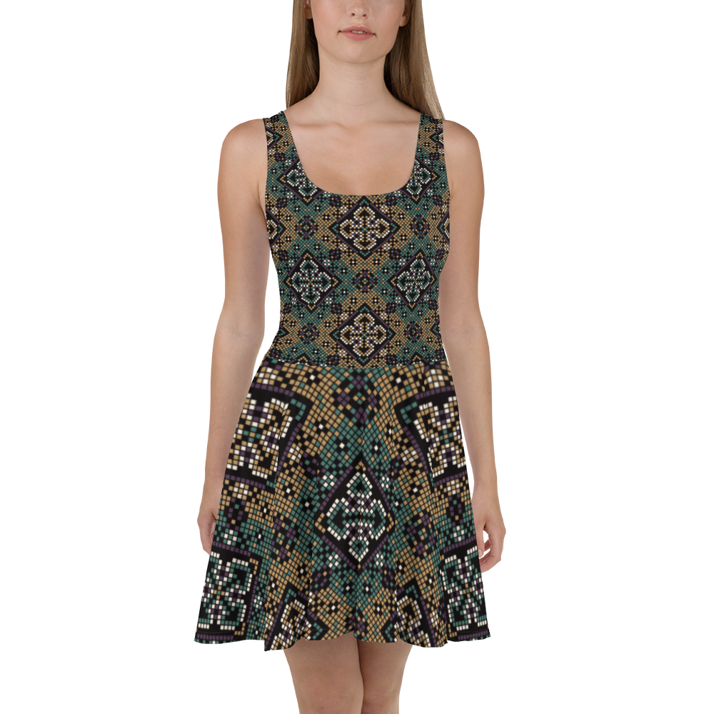 Folk Art Pattern Skater Dress by MoonShine NM