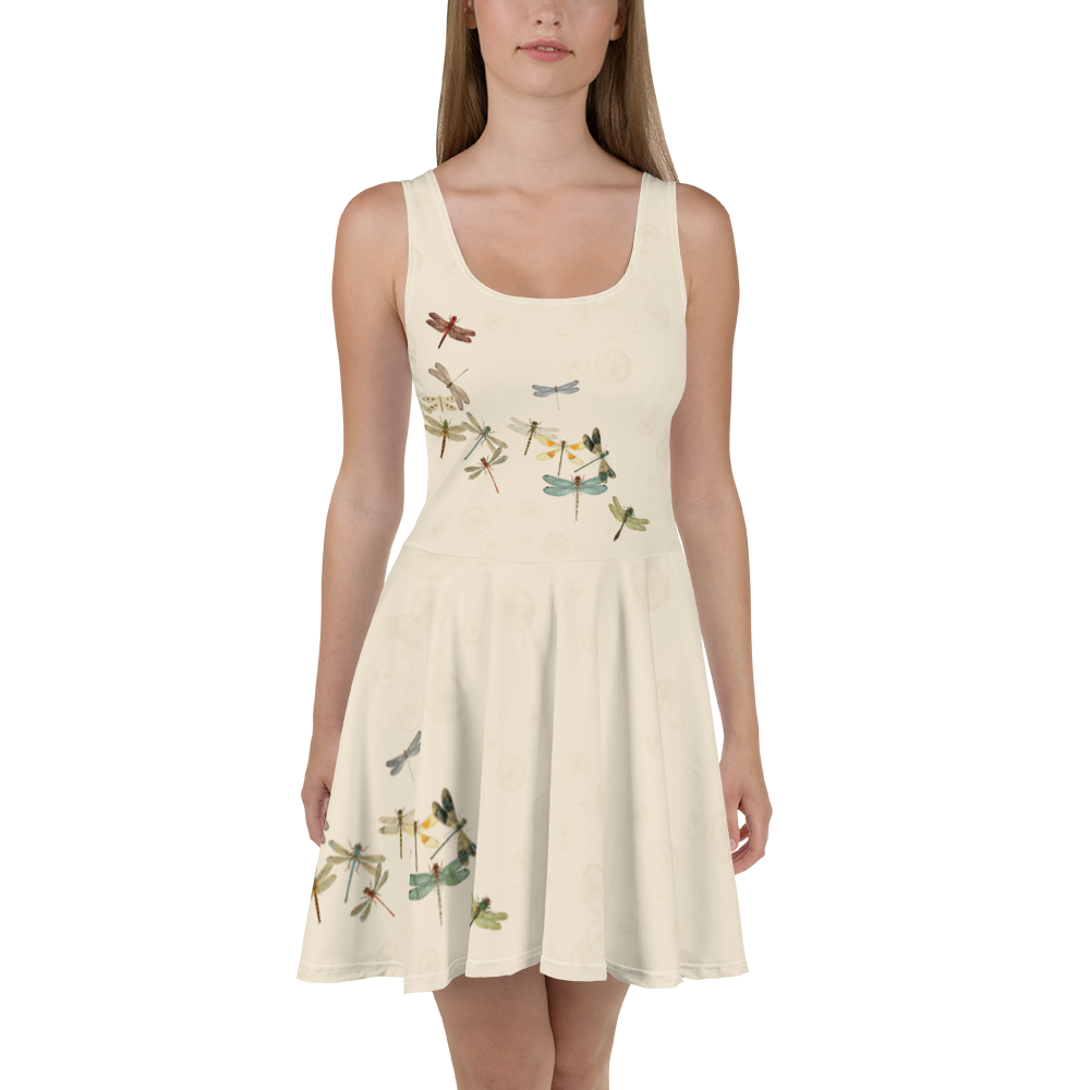 Skater Dress Dragonflies with Lilly Pad Pattern by MoonShine NM