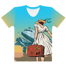 Load image into Gallery viewer, T-shirt - Woman Catching A Plane Retro Comic Style