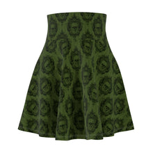 Load image into Gallery viewer, Skater Skirt Green MoonShine Vintage Frame Skulls