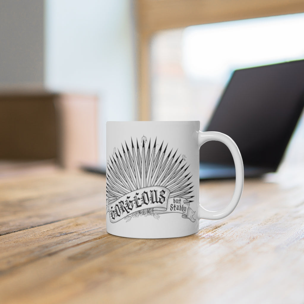Mug - White Ceramic 11oz  Gorgeous But Stabby Yucca Design