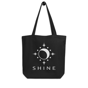 Tote Bag 100% Organic Black Cotton MoonShine Shine