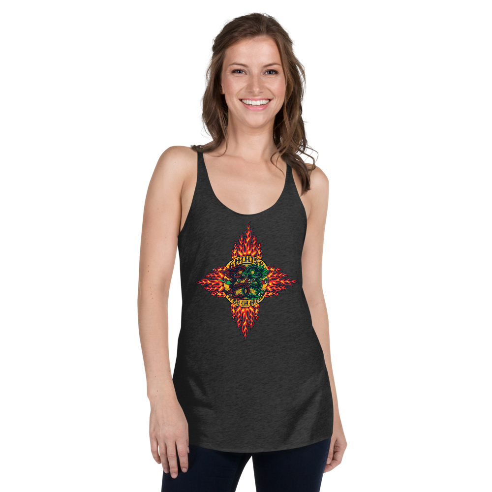 TankTop _ Racerback Choose Red or Green Flaming Dragon Shield