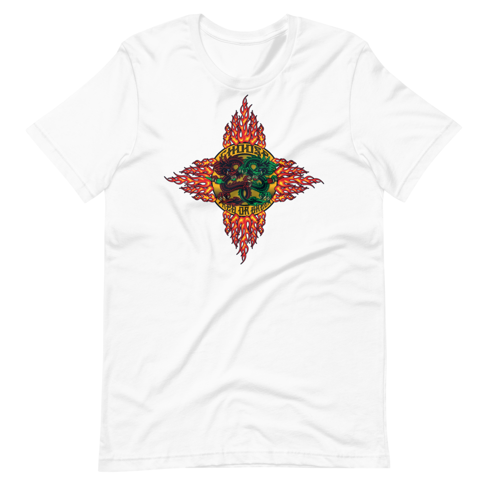 T-Shirt - Choose Red or Green Flaming Dragon Shield