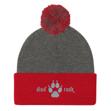 Load image into Gallery viewer, Beanie Pom Pom High Four Gray Embroidery by MoonShine NM
