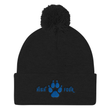 Load image into Gallery viewer, Beanie Pom Pom High Four Blue Embroidery by MoonShine NM