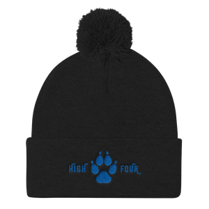 Beanie Pom Pom High Four Blue Embroidery by MoonShine NM