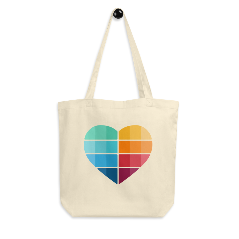 Tote 100% Organic Cotton MoonShine Rainbow Heart Bag