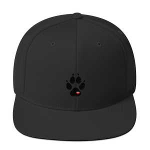 Hat - Wolf Paw with Heart - Snapback with Black and Red Thread