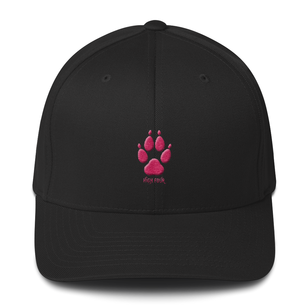 Hat - Wolf Paw High Four - Flexfit with Hot Pink Thread