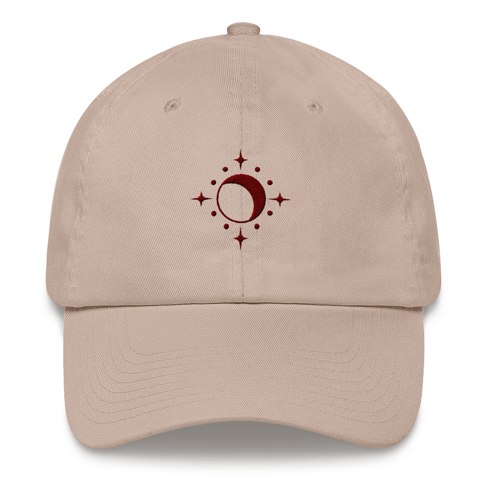 Hat - Moon and Stars - Maroon Thread