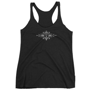 Tank Top Racerback - Howling Wolves with Moon Phases - White Ink