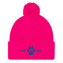 Load image into Gallery viewer, Beanie Pom Pom High Four Blue Embroidery by MoonShine NM