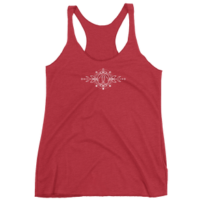 Tank Top Racerback - Howling Wolves with Moon Phases - White Ink