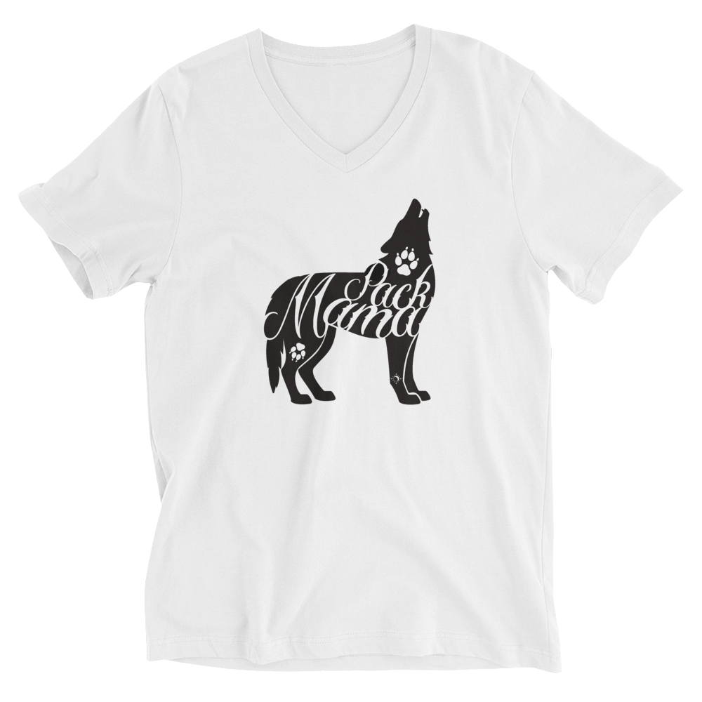 T-Shirt 100% Cotton V-Neck Pack Mama Howling Wolf